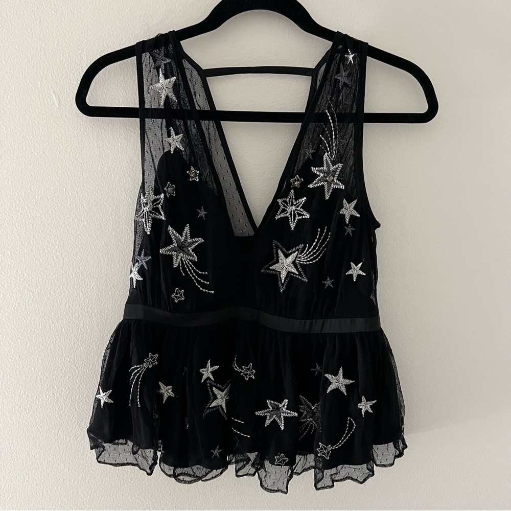 Express mesh peplum tank